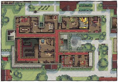 Avorio Mansion Battle Map preview - Floor 2 | 2-Minute Tabletop