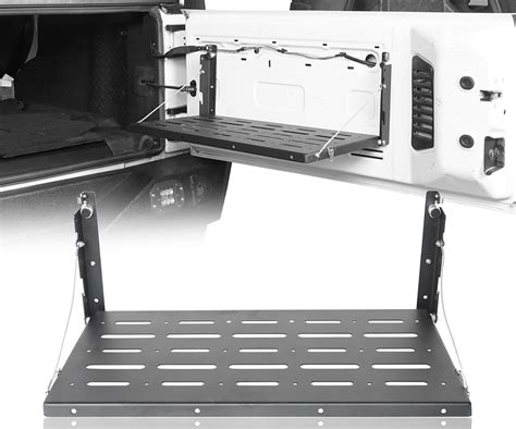 Hooke Road JK Wrangler Tailgate Table Metal Storage Rack Foldable Cargo Shelf for 2007-2018 Jeep ...