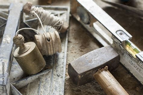 Construction masonry cement mortar tools Stock Photo | Adobe Stock