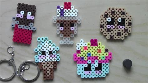 Easy Perler Bead Sweet Treats Keychains and Magnets - YouTube