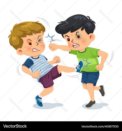 Two boys fighting cartoon Royalty Free Vector Image