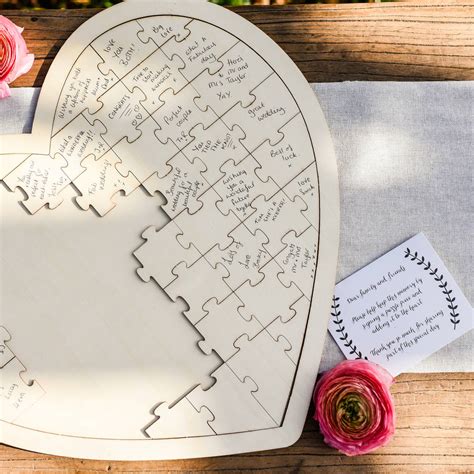 Wooden Heart Jigsaw Puzzle Wedding Guest Book By The Wedding of my Dreams