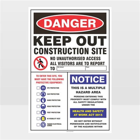 Danger Keep Out Construction Site Sign - Notice/Information Sign - HAZARD SIGNS NZ