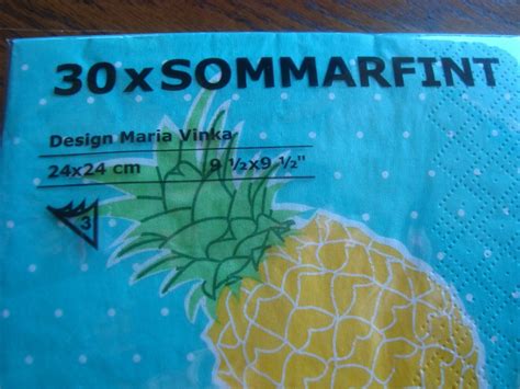 IKEA Paper Napkins 30 x SOMMARFINT Summer Tropic Pineapple 9 1/2 x 9 1/2 " NEW | eBay