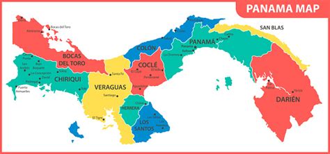 Ilustración de El Mapa Detallado De Panamá Con Las Regiones O Estados Y ...