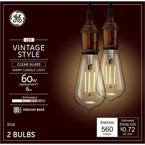 GE Vintage Style LED Light Bulbs, Edison Style Bulbs, Clear Glass, Warm ...