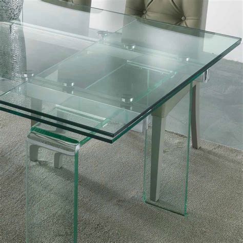 Extending dining table Atlanta, entirely made of tempered glass