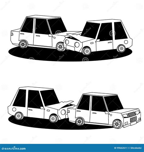 Car Crash Accidents Silhouette Vector Set. Stock Vector - Illustration of front, flat: 99662611