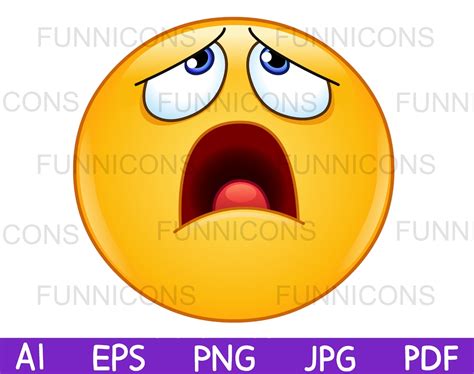 Clipart Cartoon of Exasperated Emoji Emoticon Looking Up - Etsy