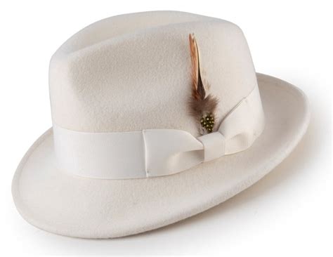 Men's White Wool Felt Fedora Hat Snap Brim Crushable | Men's Fashion