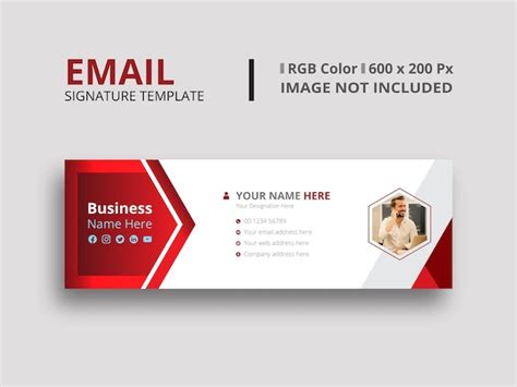 Premium Vector | Red Email Signature Template