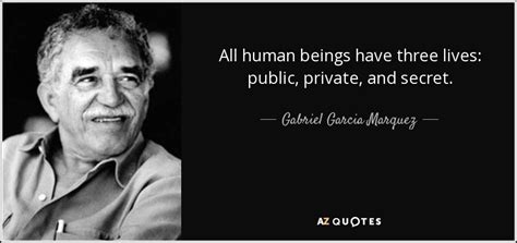 Gabriel Garcia Marquez quote: All human beings have three lives: public, private, and secret.