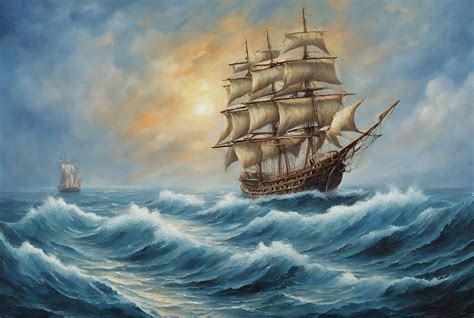 Sail Ships In The Ocean, Waves Free Stock Photo - Public Domain Pictures