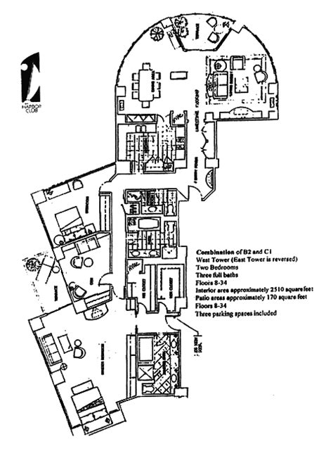 Harbor Club Floor Plan Combo B1 & C1 | Harbor Club - Downtown San Diego Condos