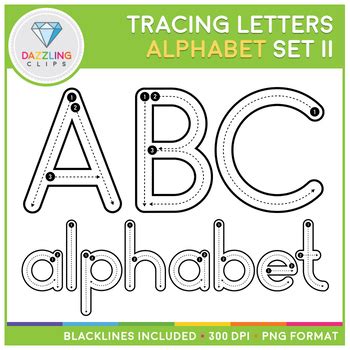 Tracing Letters Alphabet Set Clip Art Teaching Resources | TPT