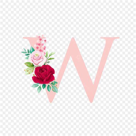 Alphabet Rose Flowers Vector Art PNG, Rose Gold Alphabet Letter W With Rose Flowers, Letter A ...