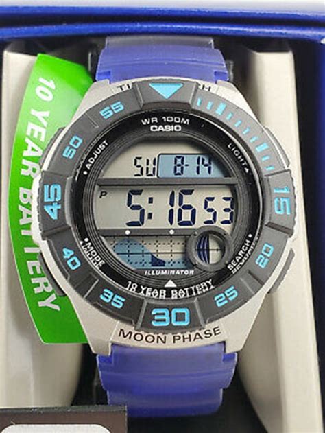 Casio Men's Digital Quartz Tide & Moon Graph 100m Blue Resin Watch WS1100H-2AV - Walmart.com