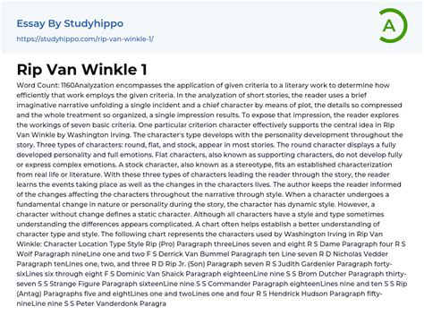 Rip Van Winkle 1 Essay Example | StudyHippo.com