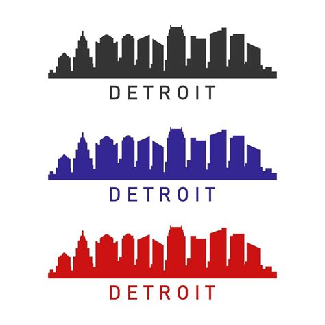 Detroit skyline illustrated on a white background 3337114 Vector Art at ...