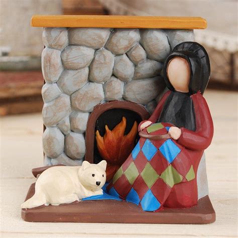 Amish Woman Quilting with Fire Figurine | Family sculptures, Bird cage ...