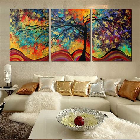 Aliexpress.com : Buy Large Wall Art Abstract Tree Painting Colorful Landscape Paintings Canvas ...