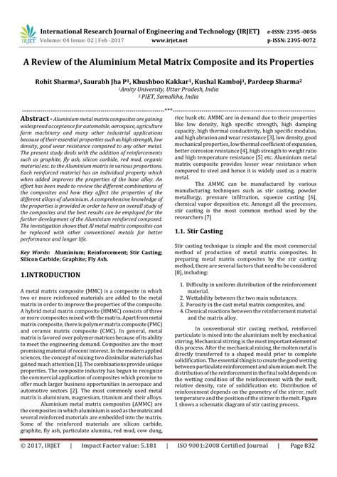 (PDF) A Review of the Aluminium Metal Matrix Composite and its Properties