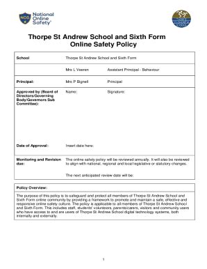 Fillable Online thorpestandrewschool org Thorpe St Andrew School and Sixth Form Online Safety ...