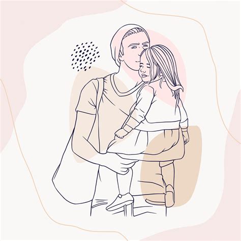 Premium Vector | Father hugging his son for fathers day in line art style m