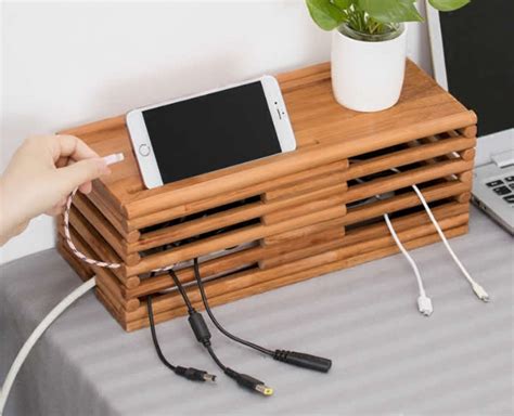 Rattan-weaved Cable Management Box Organizer - FeelGift