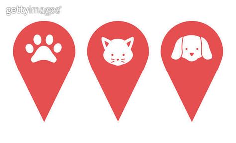 Location pin set. Pins indicating the location of a veterinary clinic ...