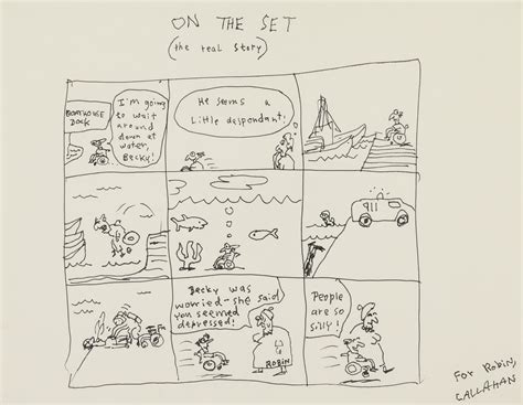 (#227) JOHN CALLAHAN, "ON THE SET (THE REAL STORY)", ORIGINAL PEN AND INK DRAWING, SIGNED, CIRCA ...