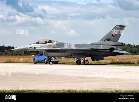 Royal Netherlands Air Force F-16 fighter jet at Volkel Air Base. The Netherlands - June 20, 2009 ...