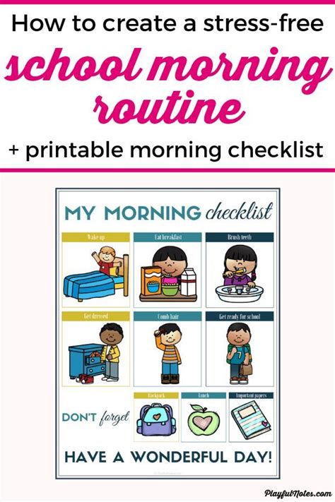 How to create an easy and stress free school morning routine checklist ...