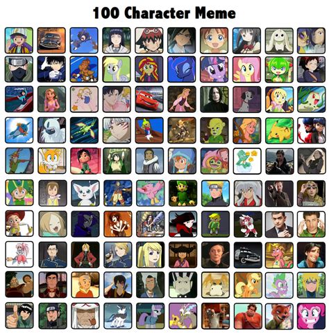 100 Characters Meme by CaseyJewels on DeviantArt