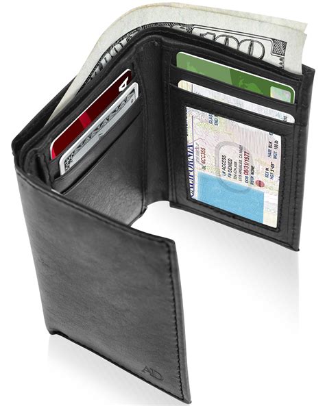 Genuine Leather Trifold Wallets For Men - Mens Trifold Wallet With ID Window Gifts For Men RFID ...