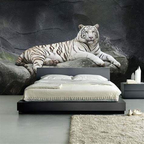 Stunning White Tiger Mural, Self-Adhesive Wall Covering, Peel And Stick ...