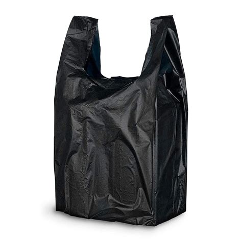 Pack of 2000 Black Plastic Bags 6 x 3 x 12. Plain Carry-Out T-Shirt Bags 6x3x12. Thickness 0.65 ...