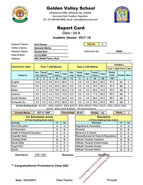 Final Exam Report Card | School report card, Report card template ...