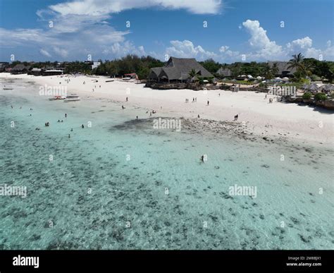 Zanzibar (Nungwi Beach on the largest island of the Zanzibar Archipelago, Unguja, Aerial View ...