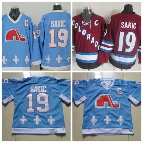 2020 Mens Quebec Nordiques Hockey Jerseys 19 Joe Sakic Baby Blue ...