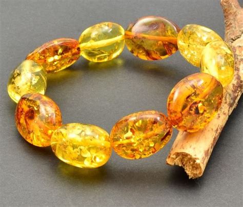 Amber Bracelets Made of Golden and Cognac Large Amber Beads.