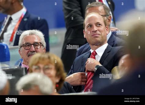 The Prince of Wales with President of the Welsh Rugby Union Gerald Davies in the stands before ...