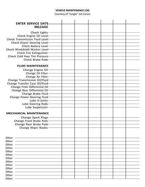 43 Printable Vehicle Maintenance Log Templates ᐅ TemplateLab