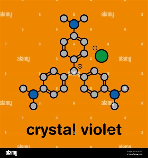 Crystal violet (gentian violet) molecule. Dye molecule used in Gram ...