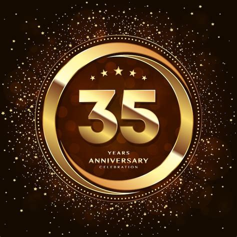 Premium Vector | 35th anniversary logo with double rings and gold font ...