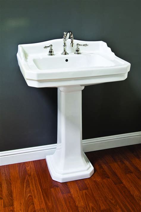 Porcelain Deco Pedestal Sink with Backsplash | Pedestal sink, Shabby chic bathroom, Art deco ...