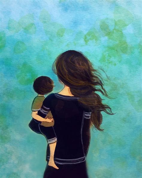 Mother and son blue decor art print gift idea | Etsy