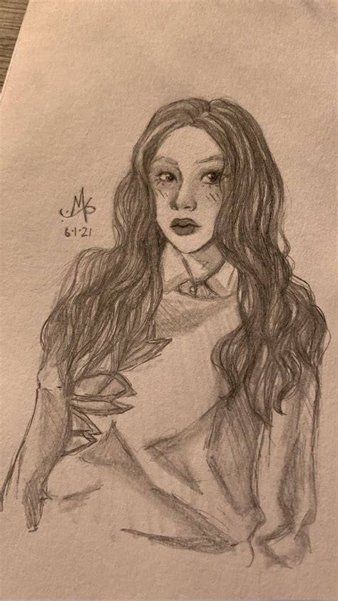 Pencil sketch of Korean girl with long hair by Mohib Khurram at ...