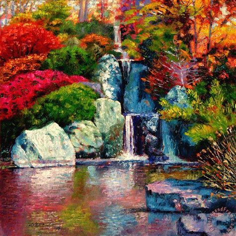 John Lautermilch Japanese Waterfall painting - Japanese Waterfall print for sale