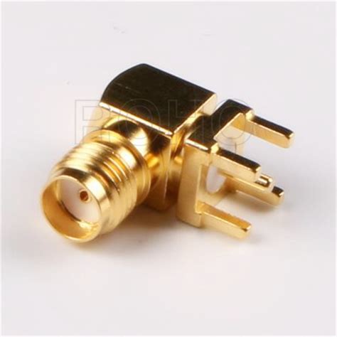 China Right Angle RF Coaxial SMA Jack Female Connector for PCB Mount - China RF Coaxial ...